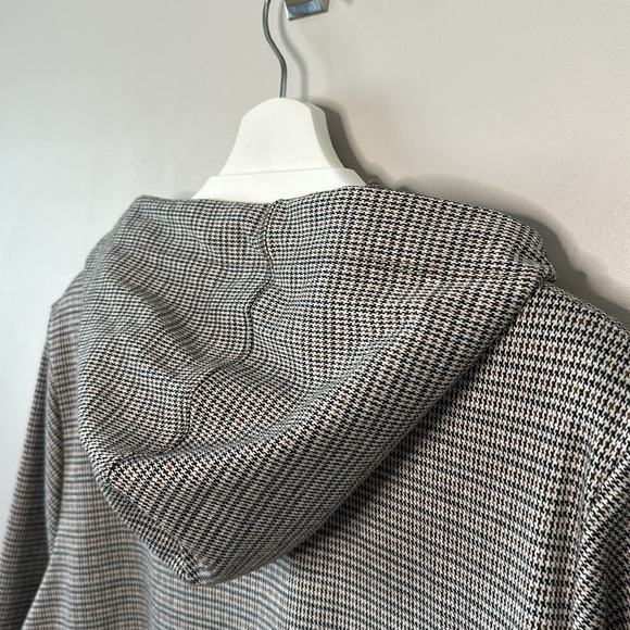 Addition Elle Black Brown Tan Micro Houndstooth Loose Fit Hoodie - Picture 9 of 10